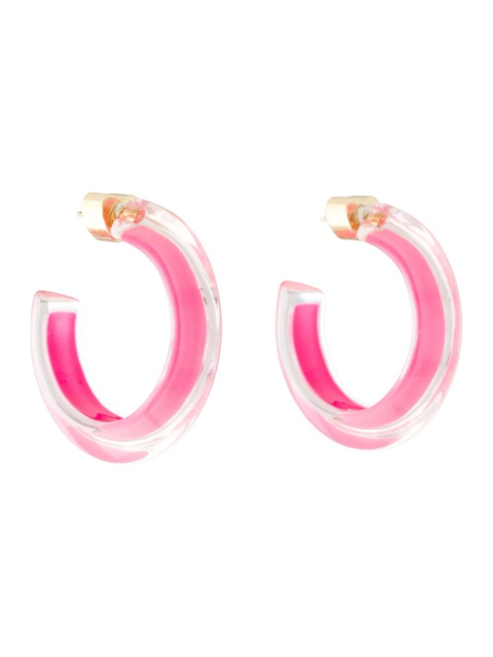 Alison Lou Small Jelly Hoop Earrings Pink Loucite